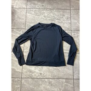 Lukka Lux Womens Navy Blue Long Sleeve Active Top Crew Neck Size XS 1643761